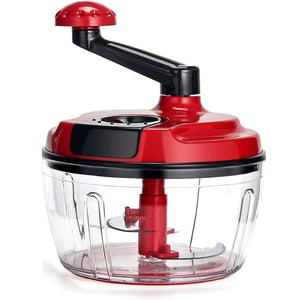 Multi-Functional Manual Food Processor,8 Cup Hand-powered Crank Chopper,Mincer Blender with Clear Container,for Vegetables Meat Fruits